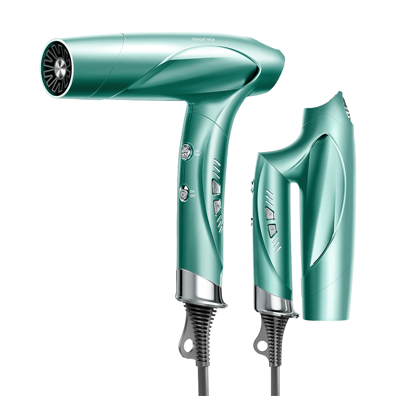 绿巨能 高速吹风机家用中和负离子电吹风筒专业小魔筒大功率吹头发1600w大风力速干低噪便携可折叠 个 翡翠绿